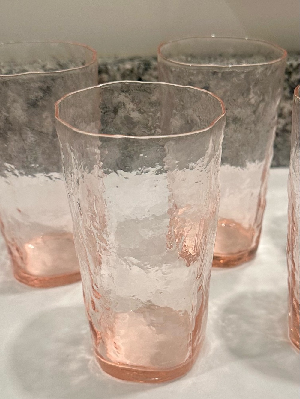 Vintage Mid-Century Morgantown Pink Crinkle Glass Tumblers – Set of 5